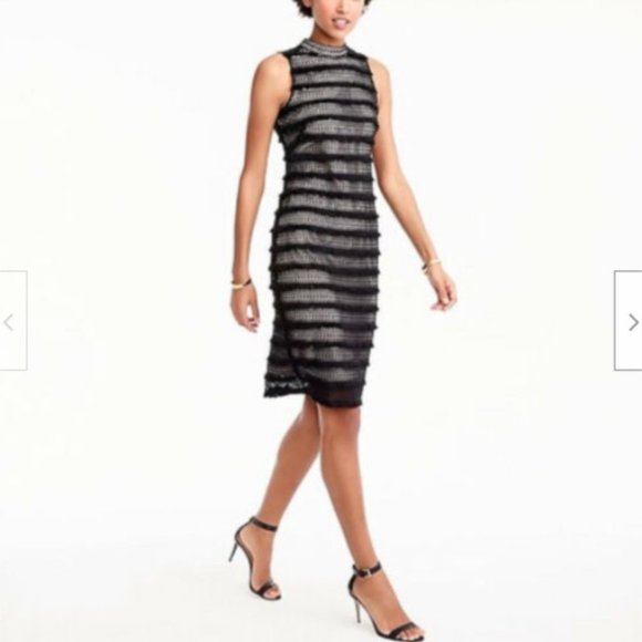 J. Crew Dresses & Skirts - J. Crew Black Fringe Lace Cocktail Sheath Dress 4
